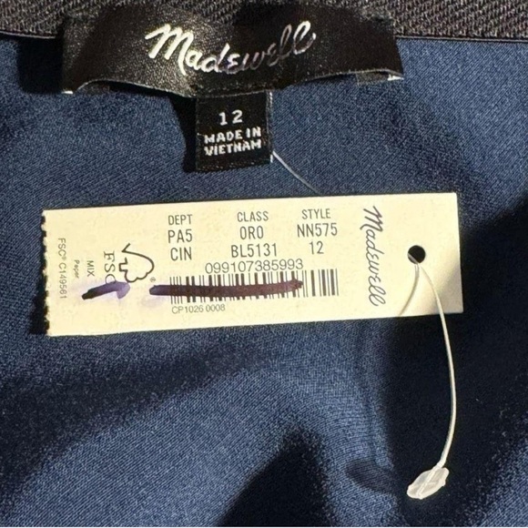 Madewell NWT Elegant Navy Blue Long Slip Satin Skirt Size 12 - Picture 3 of 5